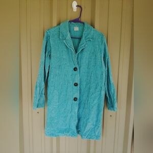Women's Teal Blue Coat Jacket Size Large Bohemian Boho Hippie Southwestern